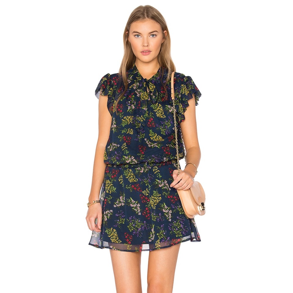 Ella Miss Navy Floral Silk Dress